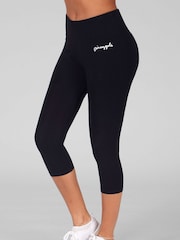Pineapple Black Band High Waisted Crop Leggings - Image 2 of 5