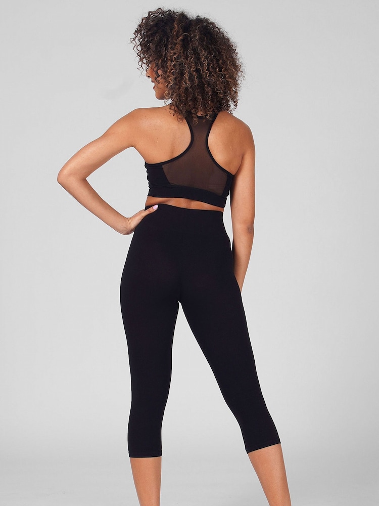 Pineapple Black Band High Waisted Crop Leggings - Image 3 of 5