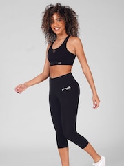 Pineapple Black Band High Waisted Crop Leggings - Image 4 of 5