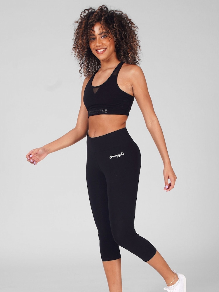Pineapple Black Band High Waisted Crop Leggings - Image 4 of 5