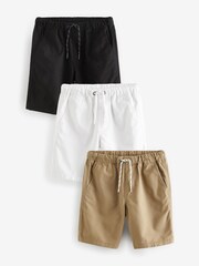 Black/White/Tan 3 Pack 100% Cotton Pull-On Shorts (3-16yrs) - Image 1 of 6