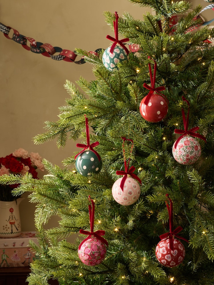 Cath Kidston Floral Print Decoupage Baubles Set of 7 - Image 1 of 4 Cath Kidston Floral Print Decoupage Baubles Set of 7 - Image 1 of 4