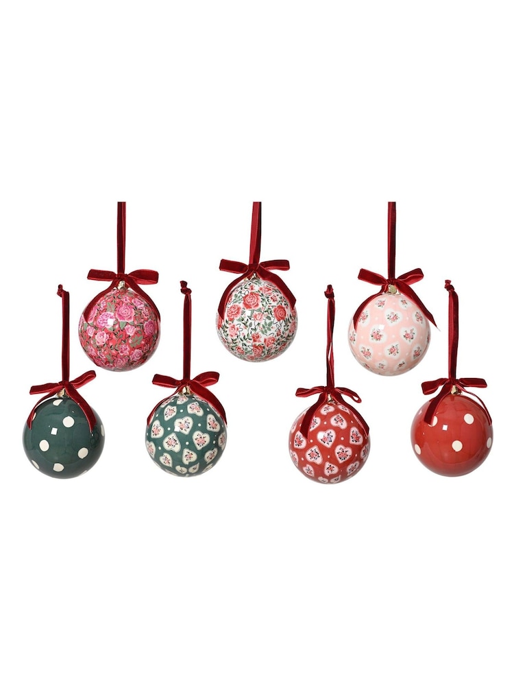 Cath Kidston Floral Print Decoupage Baubles Set of 7 - Image 4 of 4 Cath Kidston Floral Print Decoupage Baubles Set of 7 - Image 4 of 4