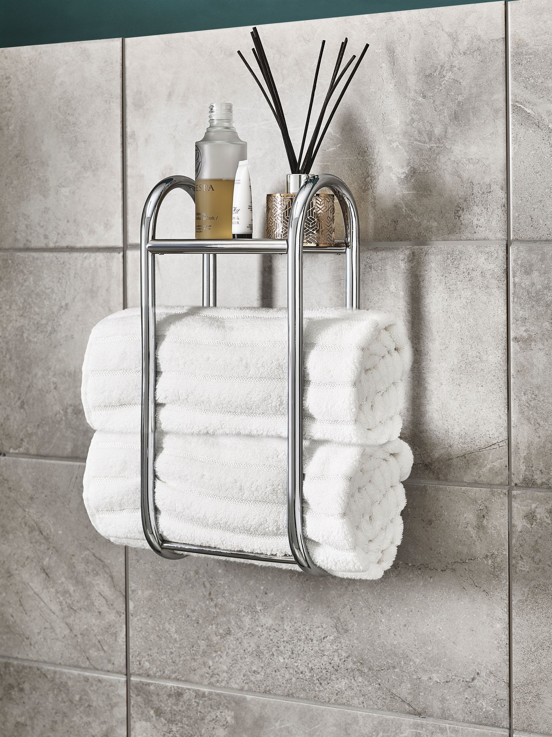 Buy Chrome Chrome Oslo Shelving and Towel Store Shelf and Towel Rack from Next Ireland