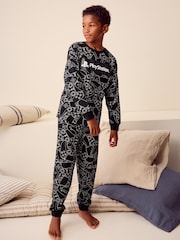 Black/White Playstation Single Long Leg Sleeve Pyjamas (3-16yrs) - Image 1 of 7