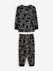 Black/White Playstation Single Long Leg Sleeve Pyjamas (3-16yrs) - Image 6 of 7