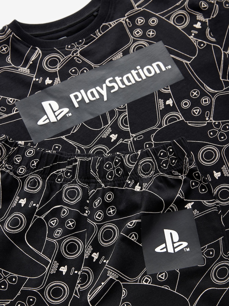 Black/White Playstation Single Long Leg Sleeve Pyjamas (3-16yrs) - Image 7 of 7
