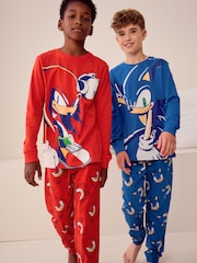 Blue/Red Sonic and Knuckles Long Leg Pyjamas 2 Pack (3-14yrs) - Image 1 of 8