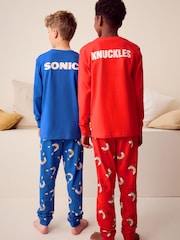 Blue/Red Sonic and Knuckles Long Leg Pyjamas 2 Pack (3-14yrs) - Image 2 of 8