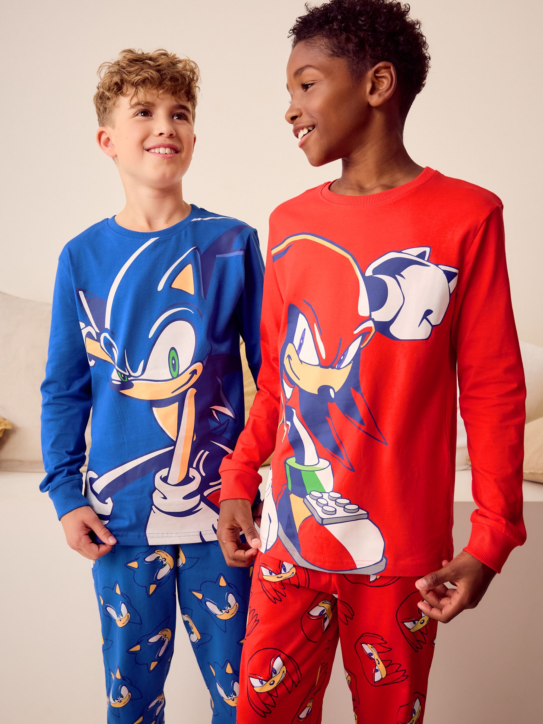 Buy Blue Red Sonic and Knuckles Long Leg 100 Cotton Pyjamas 2 Pack 3 14yrs from Next Luxembourg