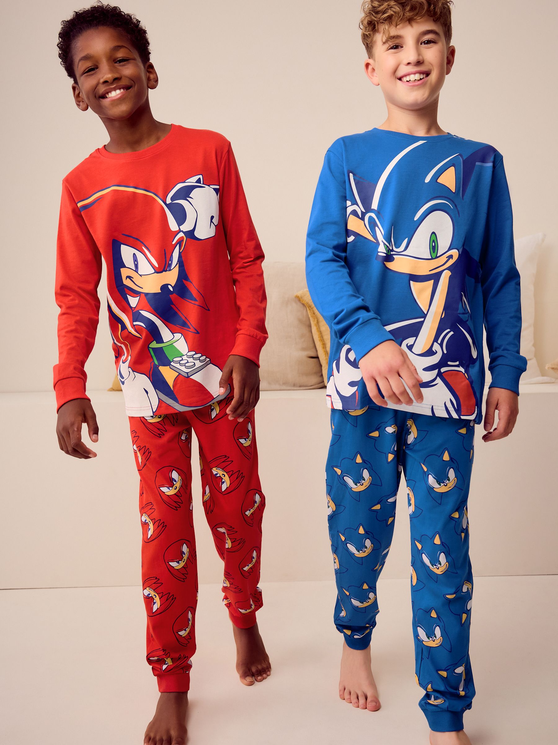 Buy Blue Red Sonic and Knuckles Long Leg 100 Cotton Pyjamas 2 Pack 3 14yrs from Next Luxembourg