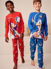 Blue/Red Sonic and Knuckles Long Leg Pyjamas 2 Pack (3-14yrs) - Image 4 of 8