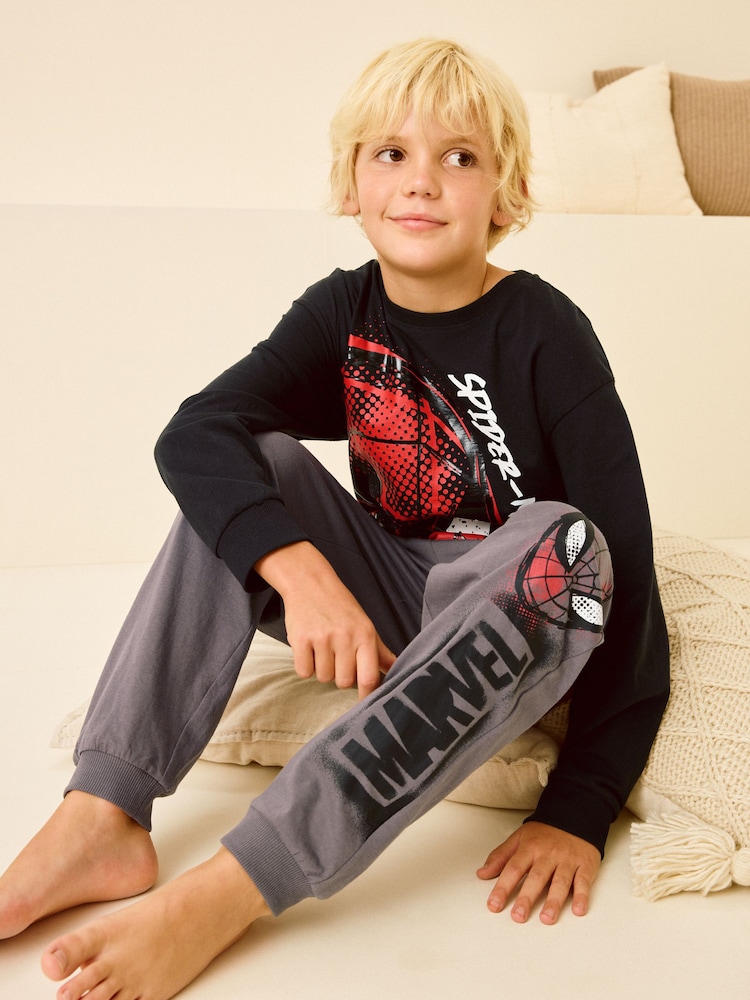 Spiderma preto/cinza - Pijamas individuais de perna longa (3-16anos) - Imagem 2 de 7