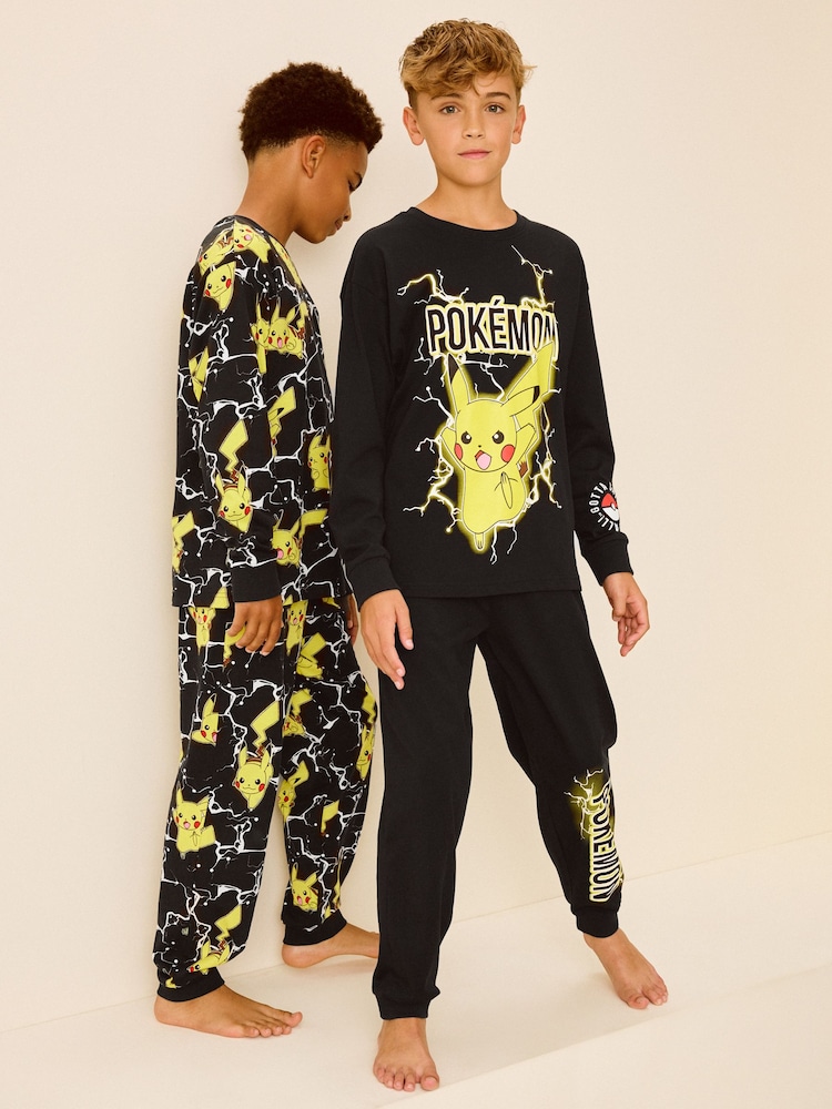 Pokémon Yellow/Black Long Sleeve Pyjamas 2 Pack (4-16yrs) - Image 1 of 10