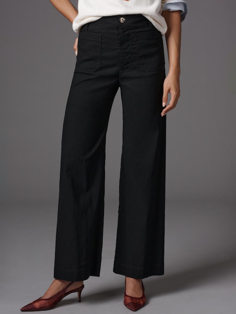 黑色 - Anthropologie Maeve The Colette Wide-Leg Trousers - 圖片 1/4