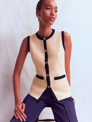 Boden Cream Crew Neck Milano Waistcoat - Image 3 of 7