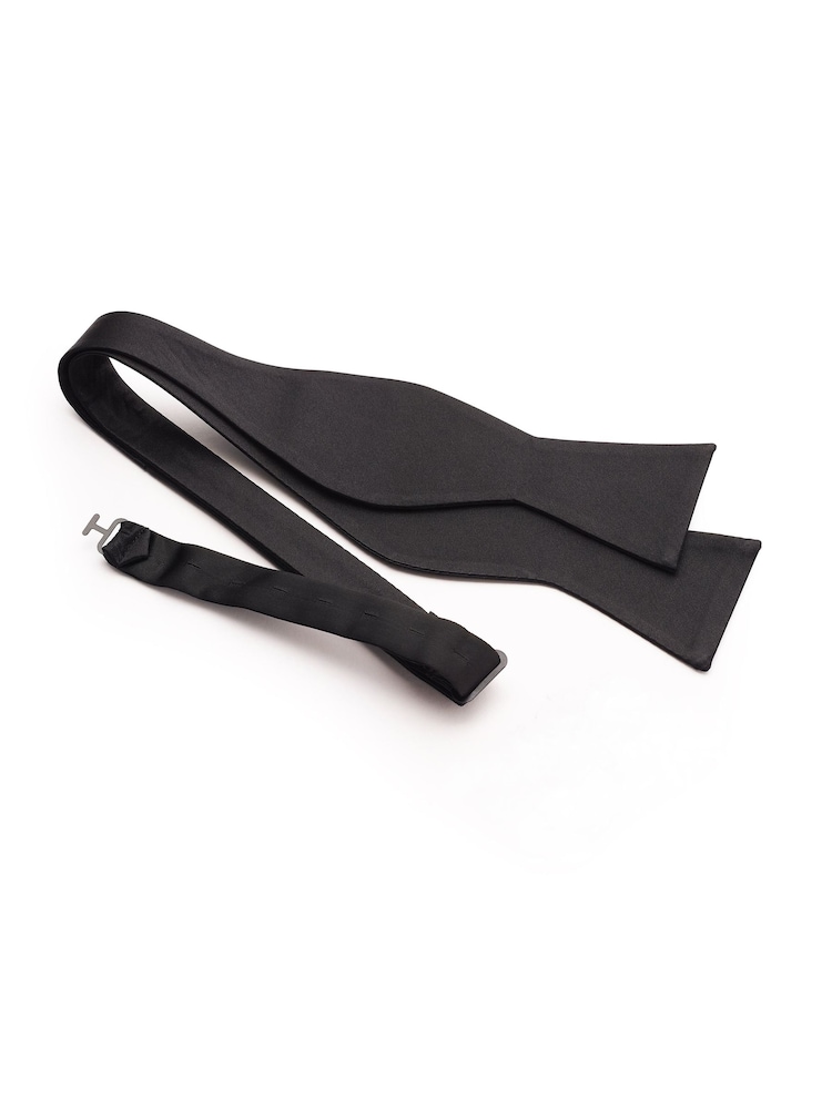 Savile Row Company Black Pure Silk Self Bow Tie - Image 1 of 3