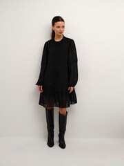 Kaffe Freya Chiffon Lace Ribbon Black Dress - Image 1 of 6