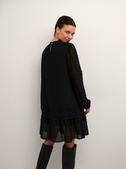 Kaffe Freya Chiffon Lace Ribbon Black Dress - Image 2 of 6