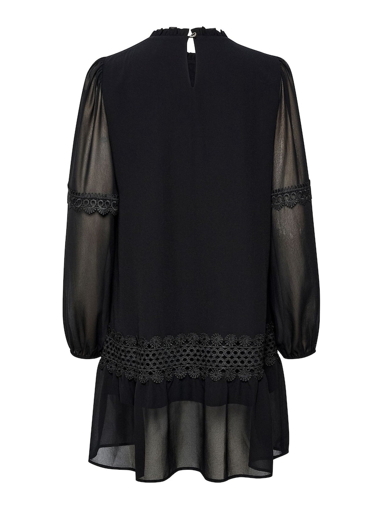 Kaffe Freya Chiffon Lace Ribbon Black Dress - Image 6 of 6