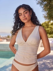 Ecru Broderie Plunge Tummy Control Tankini - Image 4 of 7