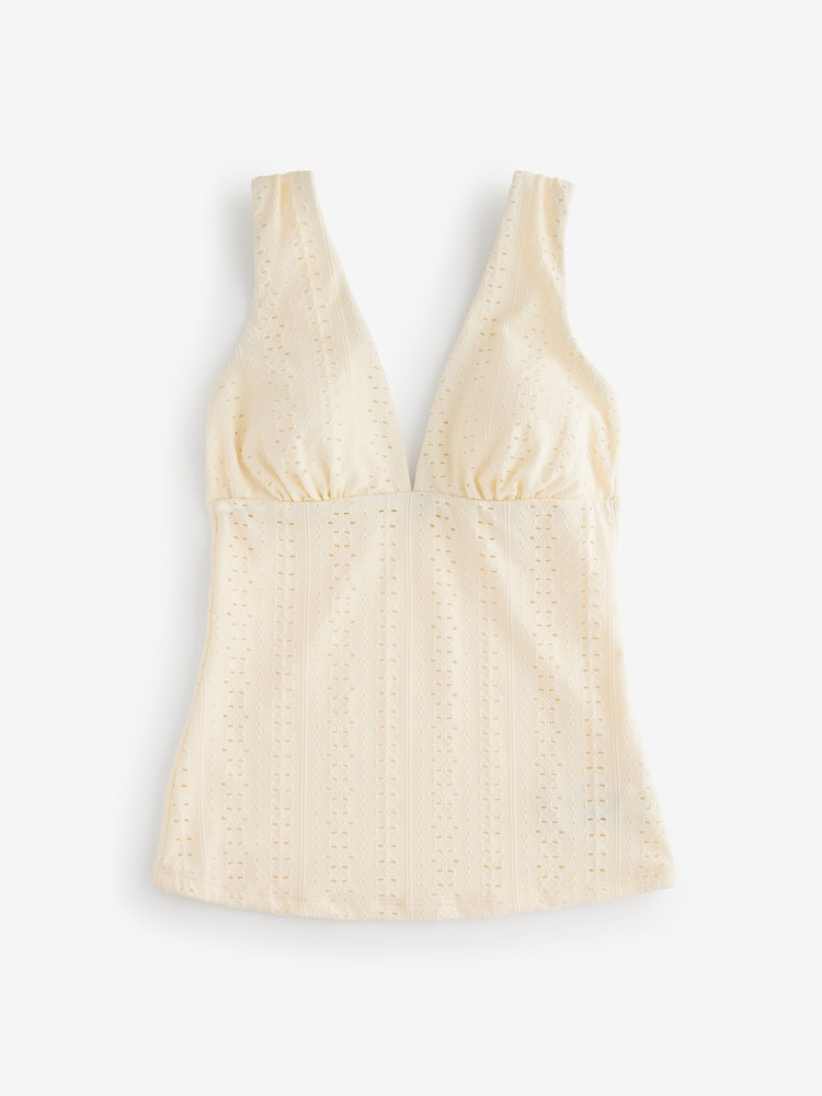 Ecru Broderie Plunge Tummy Control Tankini - Image 7 of 7 Ecru Broderie Plunge Tummy Control Tankini - Image 7 of 7