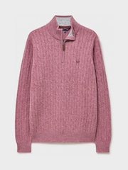 Crew Clothing Purple Lambswool Cable Half Zip Jumper - Image 5 of 5