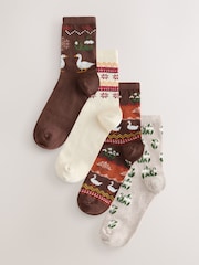 Brown Duck Conversational Ankle Socks 4 Pack - Image 1 of 7