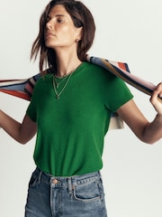 Boden Green Elsie Cashmere Crew Neck T-Shirt - Image 4 of 6
