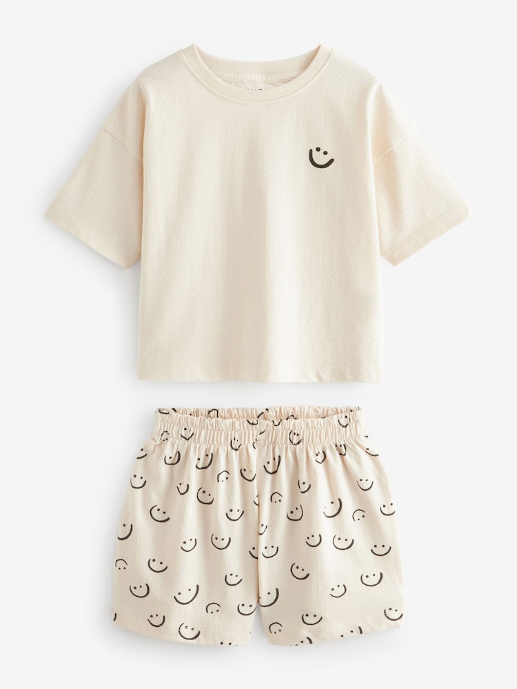 Black/White Smile Short Pyjamas 2 Pack (3-16yrs) - Image 6 of 9