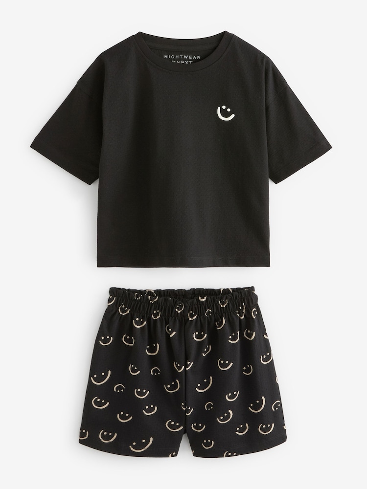 Black/White Smile Short Pyjamas 2 Pack (3-16yrs) - Image 7 of 9