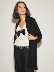 Black Sequin Detail Lightweight Shawl Scarve - Image 2 of 7