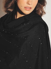 Black Sequin Detail Lightweight Shawl Scarve - Image 4 of 7