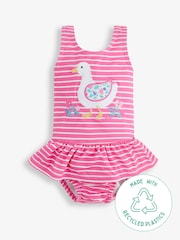 JoJo Maman Bébé Pink Stripe Swimsuit With Integral Nappy - Image 5 of 5