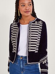 Monsoon Blue Maya Embroidery Military Jacket - Image 1 of 5