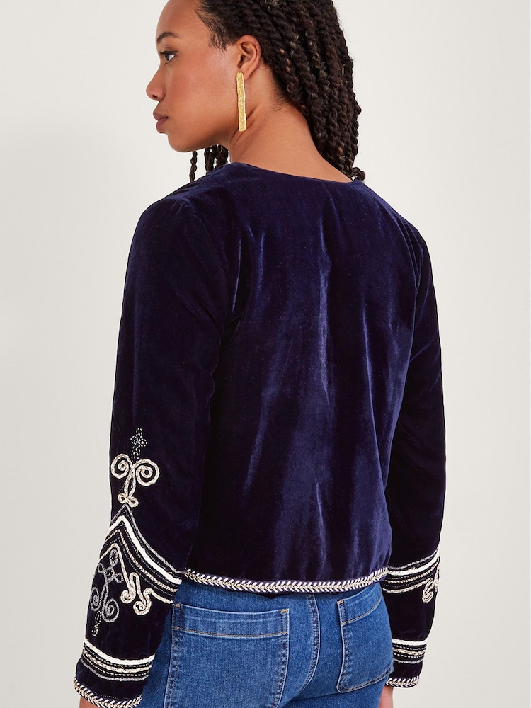 Monsoon Blue Maya Embroidery Military Jacket - Image 2 of 5