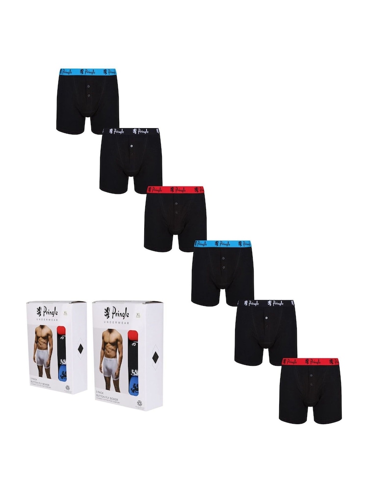 Pringle Black Button Fly Boxers Multi Pack - Image 1 of 3