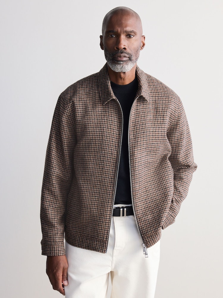 Brown Signature Moon's British Wool Dogtooth Shacket - Image 1 of 16