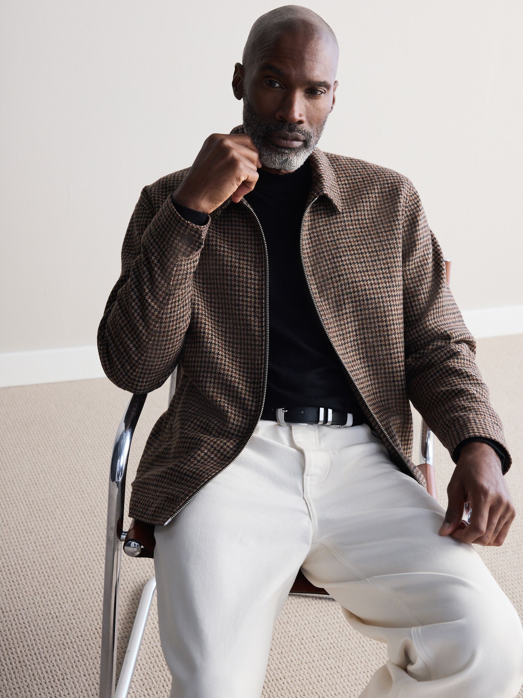 Buy Brown Signature Moon's British Wool Dogtooth Jacket from Next