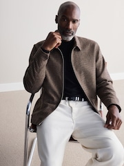 Brown Signature Moon's British Wool Dogtooth Shacket - Image 3 of 16
