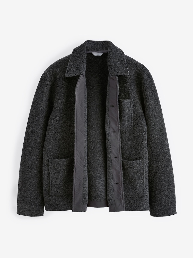 Szary - Borg Shacket with Wool - Image 6 of 8