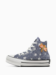 Converse Blue Coraline Star Print EVA Lift Trainers - Image 2 of 10