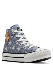 Converse Blue Coraline Star Print EVA Lift Trainers - Image 3 of 10