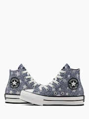 Converse Blue Coraline Star Print EVA Lift Trainers - Image 5 of 10