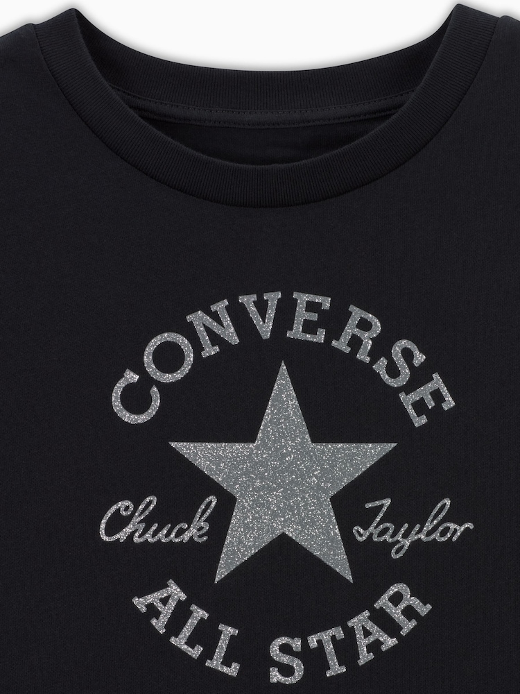 Converse Black 100% Cotton Chuck Patch Glitter T-Shirt - Image 6 of 6