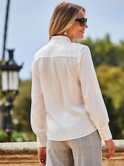 Sosandar Cream Pussybow Tie Neck Blouse - Image 2 of 5