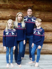 The Little Tailor Blue Christmas Reindeer Fairisle Jumper - Image 5 of 9