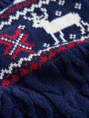 The Little Tailor Blue Christmas Reindeer Fairisle Jumper - Image 8 of 9