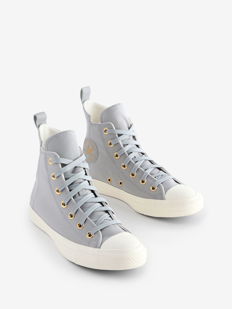 Converse Grey/Ecru Chuck Taylor All Star High Top Trainers - Image 3 of 9