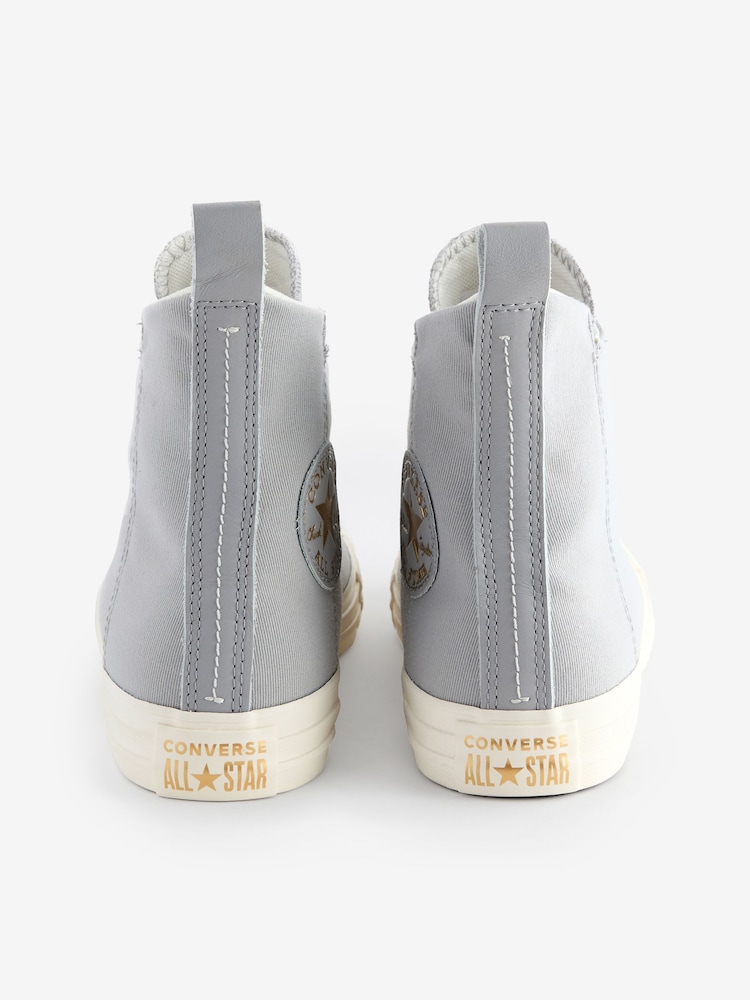 Converse Grey/Ecru Chuck Taylor All Star High Top Trainers - Image 4 of 9